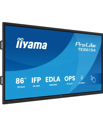 iiyama Monitor interaktywny 86 '' TE8615A-B2AG IPS,4K,40pkt,550cd,DeepContrast-IR+,    HDMI x2,DP,USB-C, 2 x 20W, OPS Slot x1, 5xUSB, 2xRJ45,8-Array,EDLA, nr 2