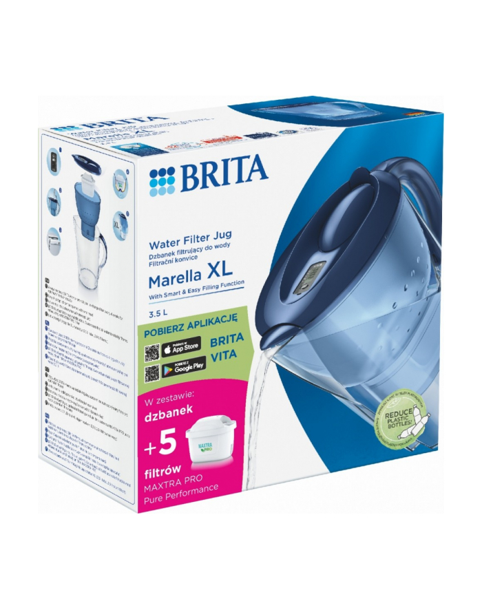 brita Dzbanek filtrujący 3.5l Marella XL + 5 wkładów filtrujących MAXTRA PRO Pure Performance, niebieski główny
