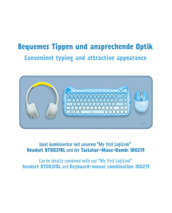 logilink Podkładka na klawiaturę i mysz, XXL, niebieska