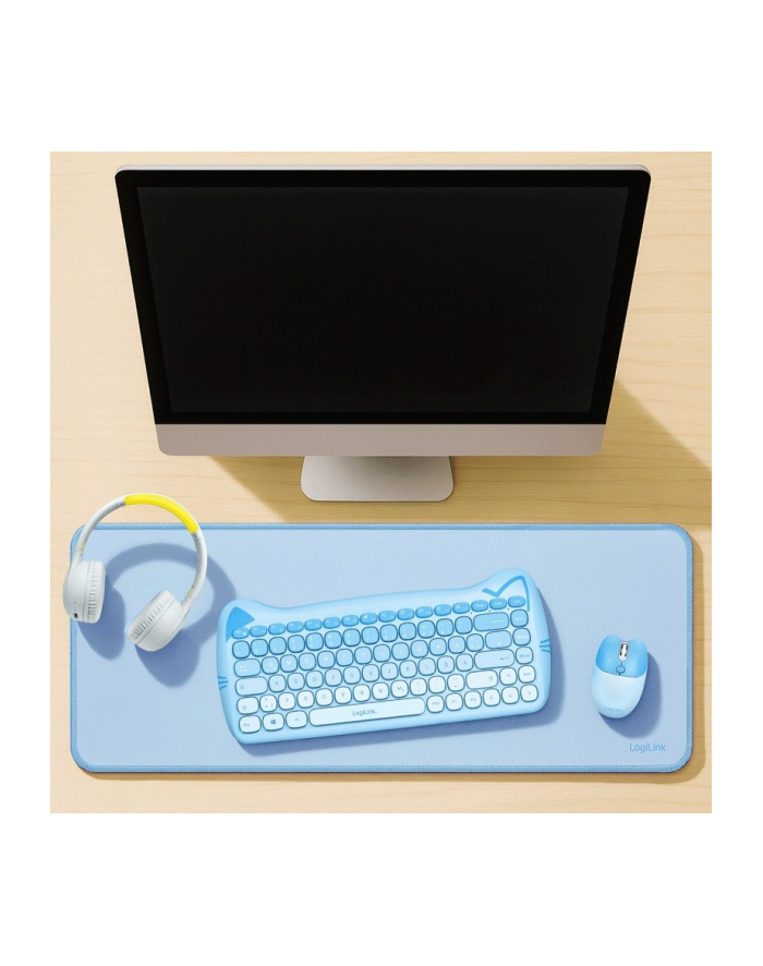 logilink Podkładka na klawiaturę i mysz, XXL, niebieska główny