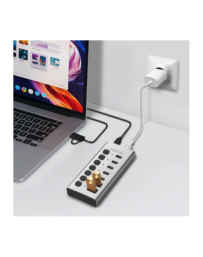 logilink Hub 7xUSB-A/C z przełącznikiem on/off główny
