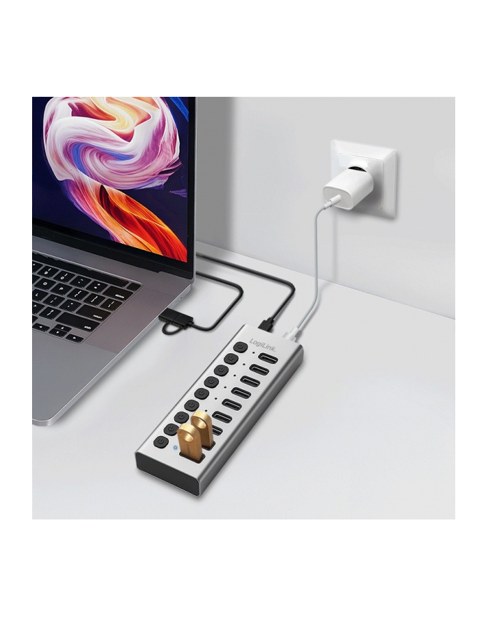 logilink Hub USB3.2 10-portow USB-A/C, funkcja on/off główny