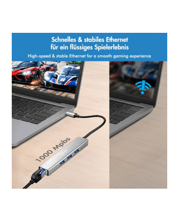 logilink HUB USB3.2 3xUSB-A, 1x RJ45 Gigabit Ethernet