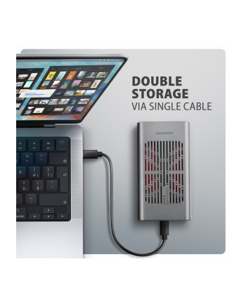 axagon EEM2-20GD Obudowa zewnętrzna aluminiowa USB-C 3.2 Gen2x2, Dual NVMe M.2 SSD 20gbps, Clone Master nr 2