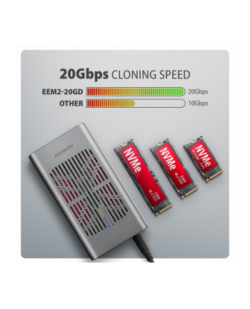 axagon EEM2-20GD Obudowa zewnętrzna aluminiowa USB-C 3.2 Gen2x2, Dual NVMe M.2 SSD 20gbps, Clone Master nr 1