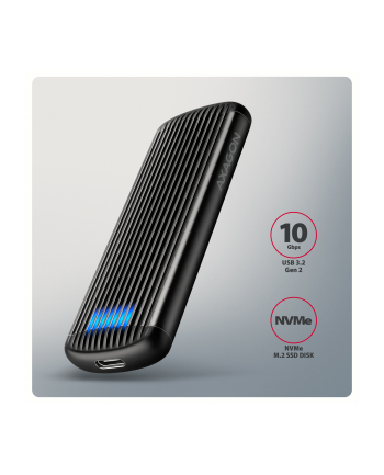 axagon EEM2-SC Obudowa zewnętrzna aluminiowa bezśrubowa USB-C 3.2 Gen 2 10Gbps - M.2 NVMe SSD, długość 30 do 80 mm szary nr 2