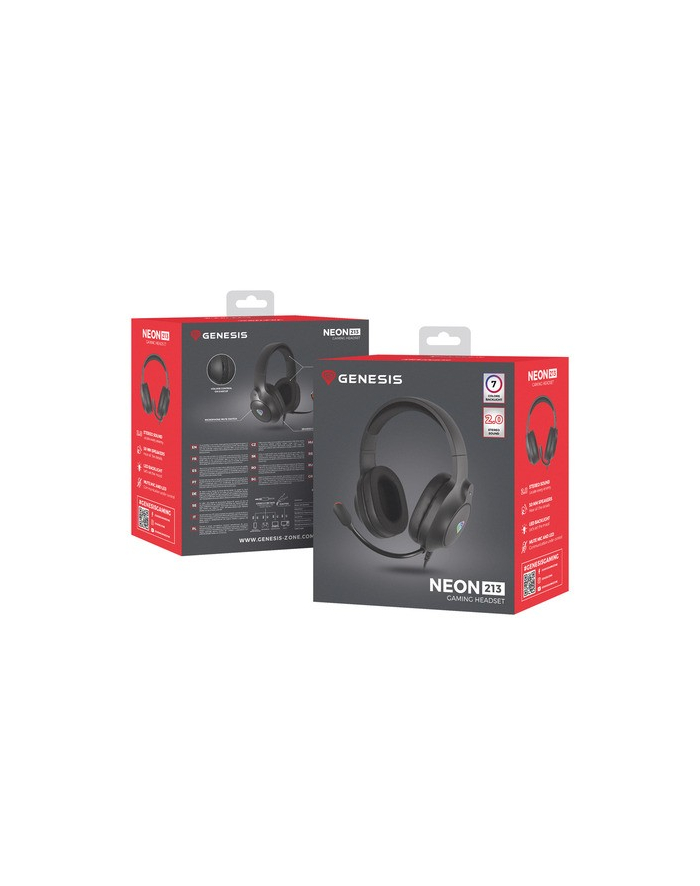 natec Słuchawki Genesis Neon 213 RGB mikrofon główny