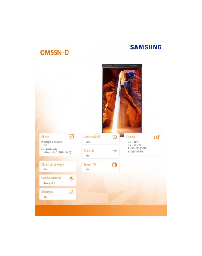samsung Monitor wielkoformatowy 55 '' OM55N-D LH55OMNDSGBXEN główny