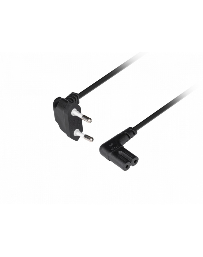 lanberg Kabel zasilający EURO ( radiowy) CEE 7/16 - IEC 320 C7 3m kątowy VDE czarny główny