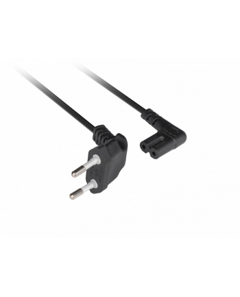 lanberg Kabel zasilający EURO ( radiowy) CEE 7/16 - IEC 320 C7 3m kątowy VDE czarny