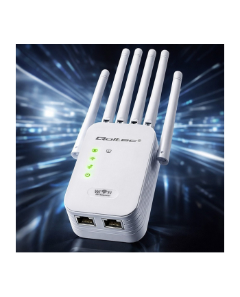 qoltec Wzmacniacz sygnału WiFi | Repeater | Access Point | 300Mb/s | 6  anten | 2xRJ45