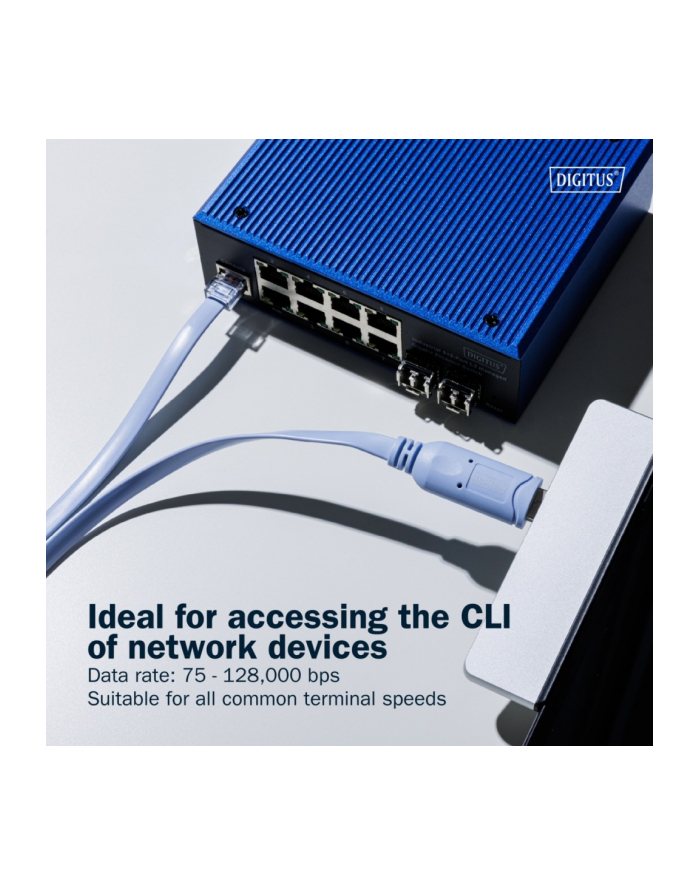 digitus Kabel adapter do konsoli USB-A 2.0 męski do RJ45 | Chipset FTDI (FT232RNL) | jasnoniebieski | 1.8m główny