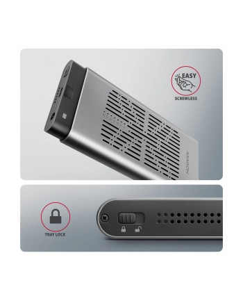 axagon EEM2-20GD Obudowa zewnętrzna aluminiowa USB-C 3.2 Gen2x2, Dual NVMe M.2 SSD 20gbps, Clone Master