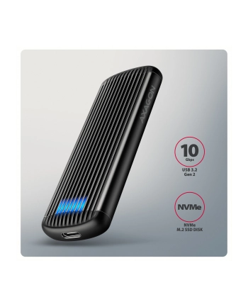 axagon EEM2-SC Obudowa zewnętrzna aluminiowa bezśrubowa USB-C 3.2 Gen 2 10Gbps - M.2 NVMe SSD, długość 30 do 80 mm szary
