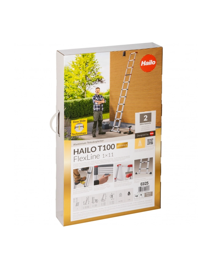 Hailo Drabina aluminiowa teleskopowa składana 1x11 T100 4,2m Ze Stopniami 1753686628 główny