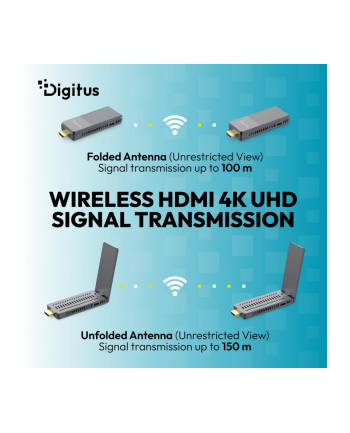 digitus Przedłużacz / Extender HDMI bezprzewodowy do 100/150m | UHD 4K@60Hz | Audio (Zestaw) nr 1