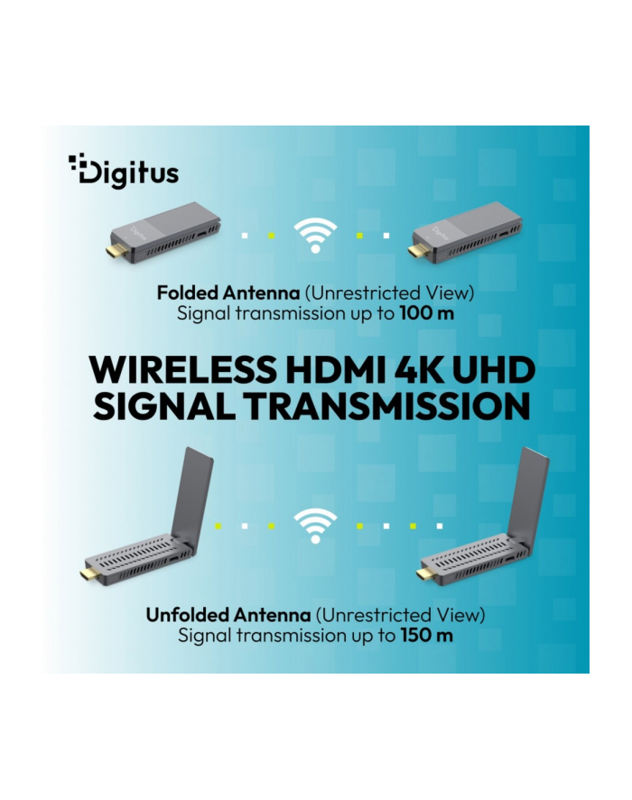digitus Przedłużacz / Extender HDMI bezprzewodowy do 100/150m | UHD 4K@60Hz | Audio (Zestaw) główny