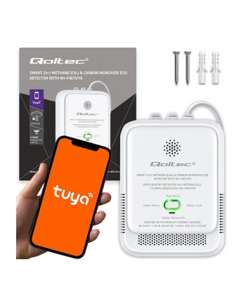 qoltec Czujnik wycieku gazu ziemnego i tlenku węgla (czadu) | Tuya | Wi-Fi | alarm 85dB | LED nr 2