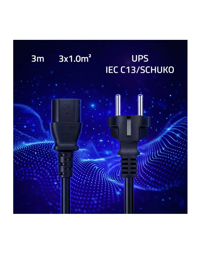 qoltec Kabel zasilający SCHUKO CEE 7/7 (E/F) | IEC C13 | 3x1.0mm2 | Czysta miedź Cu | 3m główny
