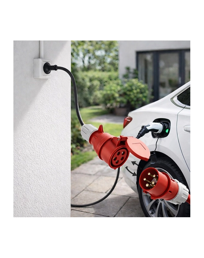 qoltec Adapter siłowy do ładowarek EV | gniazdo CEE 32A 5P 400V na SCHUKO 230V | max 16A | 3.5kW główny