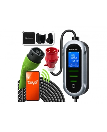 qoltec Ładowarka do samochodu elektrycznego EV i hybryd | 11kW | 400V | CEE 16A | Wi-Fi | LCD | 5m nr 1