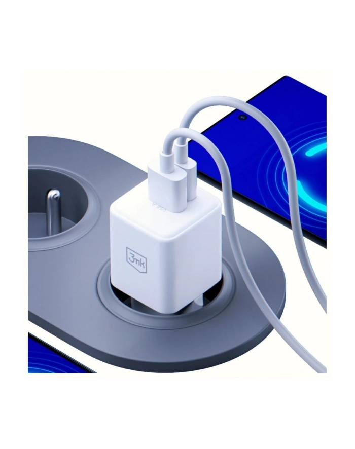 3mk Ładowarka sieciowa Hyper GaN 20W 1xUSB-A 1xUSB-C PD QC4+ biała główny
