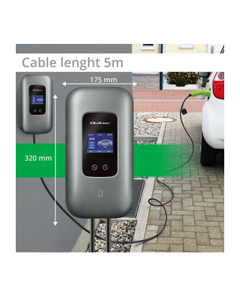 qoltec Stacja ładowania do samochodu elektrycznego i hybryd | 3fazy |   22kW | 32A | Wi-Fi | LCD | RFID | TUYA | 5m
