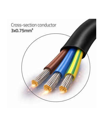 qoltec Kabel zasilający SCHUKO CEE 7/7 (E/F) | miedź Cu | odizolowany lutowany | 3x0.75mm2 | 1.8m