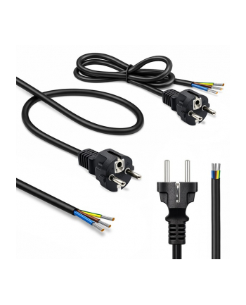 qoltec Kabel zasilający SCHUKO CEE 7/7 (E/F) | miedź Cu | odizolowany lutowany | 3x0.75mm2 | 1.8m