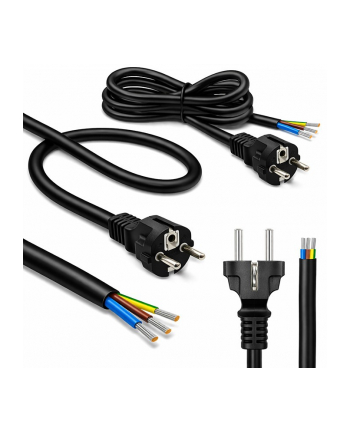 qoltec Kabel zasilający SCHUKO CEE 7/7 (E/F) | miedź Cu | odizolowany lutowany | 3x1.5mm2 | 3m