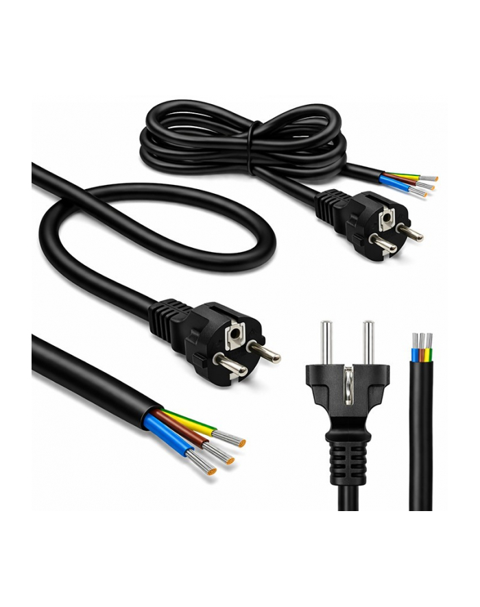 qoltec Kabel zasilający SCHUKO CEE 7/7 (E/F) | miedź Cu | odizolowany lutowany | 3x1.5mm2 | 3m główny
