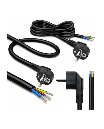 qoltec Kabel zasilający | wtyczka kątowa SCHUKO CEE 7/7 (E/F) | miedź Cu odizolowany lutowany | 3x1.5mm2 | 3m
