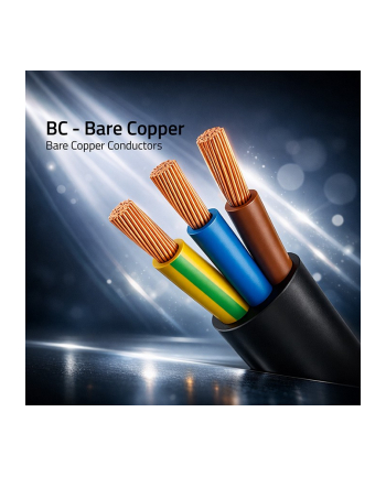 qoltec Kabel zasilający | wtyczka kątowa SCHUKO CEE 7/7 (E/F) |  IEC C133x0.5mm2 | czysta miedź Cu | 1.8m