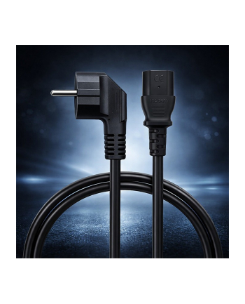 qoltec Kabel zasilający | wtyczka kątowa SCHUKO CEE 7/7 (E/F) | IEC C13 | 3x1.0mm2 | Czysta miedź Cu | 3m
