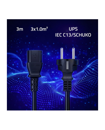 qoltec Kabel zasilający SCHUKO CEE 7/7 (E/F) | IEC C13 | 3x1.0mm2 | Czysta miedź Cu | 3m