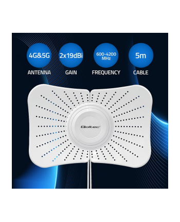 qoltec Antena paraboliczna 4G 5G LTE | 2x19dBi | kierunkowa | zewnętrzna| 1710-2700 MHz | 3300-4200 MHz | N Female | wodoodporna | 5m nr 1