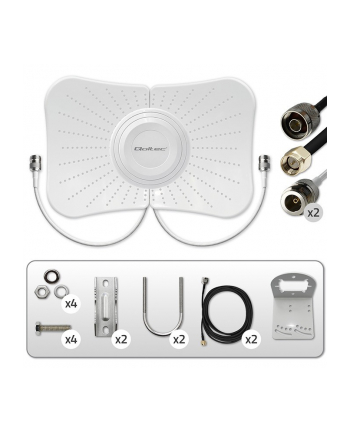 qoltec Antena paraboliczna 4G 5G LTE | 2x19dBi | kierunkowa | zewnętrzna| 1710-2700 MHz | 3300-4200 MHz | N Female | wodoodporna | 5m nr 2