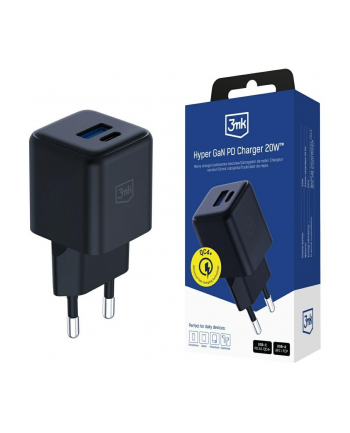 3mk Ładowarka sieciowa Hyper GaN 20W 1xUSB-A 1xUSB-C PD QC4+ czarna nr 2