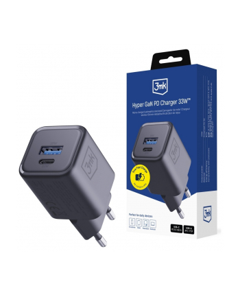 3mk Ładowarka sieciowa Hyper Charger PD 33W GaN QC4+ PPS AFC FCP SCP USB-A USB-C czarna nr 2