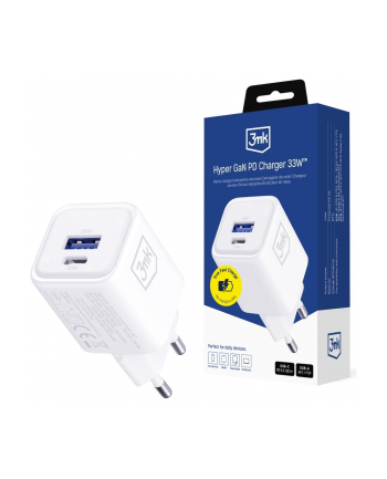 3mk Ładowarka sieciowa Hyper Charger PD 33W GaN QC4+ PPS AFC FCP SCP USB-A USB-C biała nr 1