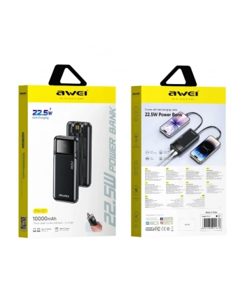 awei Powerbank PA-91 22,5W PD 10000mAh kable wbudowane