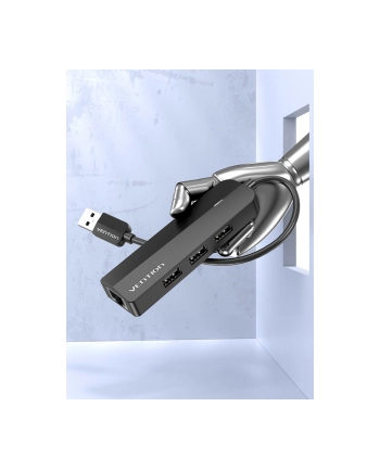 Vention Hub 3x Usb + Lan 100Mbit + Zasilanie 0,15m (CHPBB)