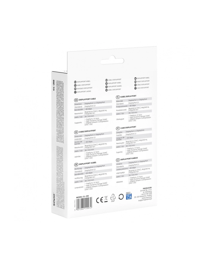 savio Kabel CL-210 Displayport 2.1 2m główny