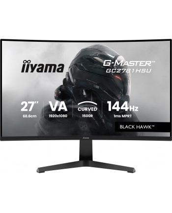 iiyama Monitor 27 '' GC2781HSU-B1 VA, FHD, 144Hz, 1ms, 2xUSB, 1500R, 350 cd, 4000:1, HDMI, DP, FreeSync -1920x1080 (48-144Hz), 2x2W nr 1