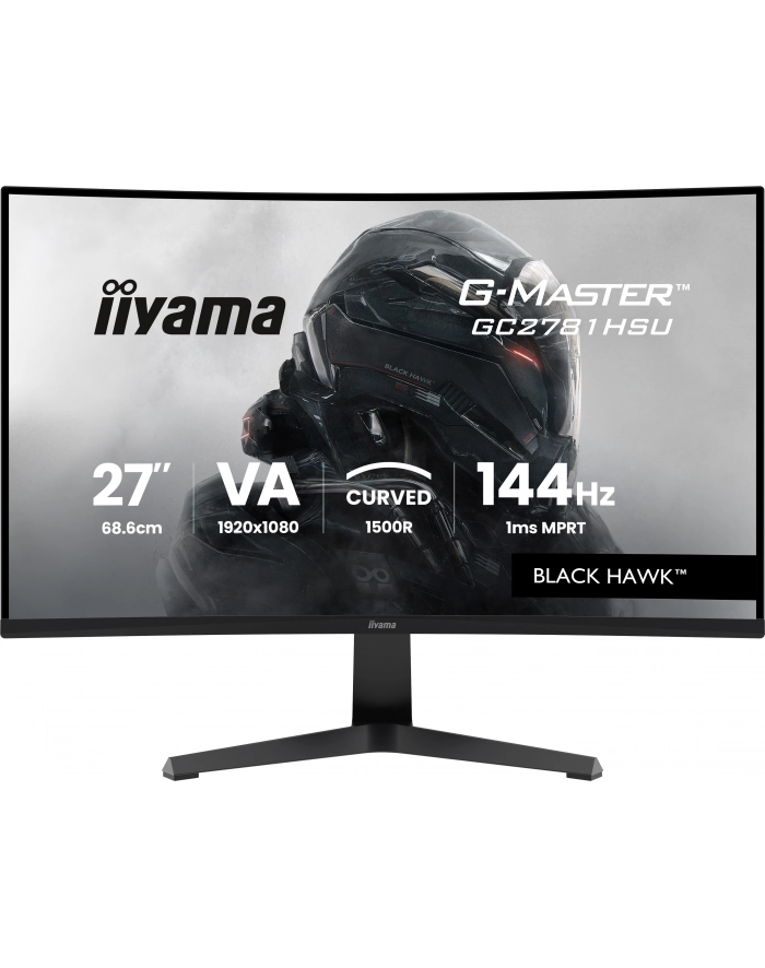 iiyama Monitor 27 '' GC2781HSU-B1 VA, FHD, 144Hz, 1ms, 2xUSB, 1500R, 350 cd, 4000:1, HDMI, DP, FreeSync -1920x1080 (48-144Hz), 2x2W główny