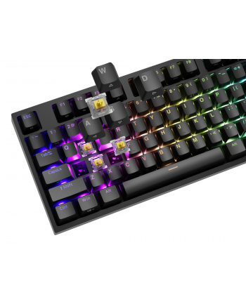 Genesis Thor 404 czarna RGB Gateron Yellow Pro klawiatura mechaniczna | Qwerty | USB | 11 klawiszy multimedialnych | podświetlenie RGB | Gateron Yellow Pro | Hot-Swap nr 1
