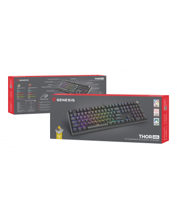 Genesis Thor 404 czarna RGB Gateron Yellow Pro klawiatura mechaniczna | Qwerty | USB | 11 klawiszy multimedialnych | podświetlenie RGB | Gateron Yellow Pro | Hot-Swap nr 2