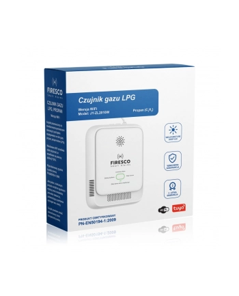 firesco Czujnik gazu propanu, propan-butanu (LPG)Tuya/WiFi   JY-ZL2010W, czujnik gazu propanu, propan-butanu z funkcją komunikacji, domowy czujnik nr 1