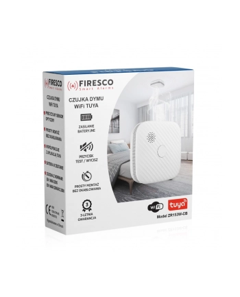 firesco Czujka dymu Tuya/Wifi ZR153SW-CB, czujka dymu z funkcja komunikacji, domowa, autonomiczna, Wi-Fi nr 1