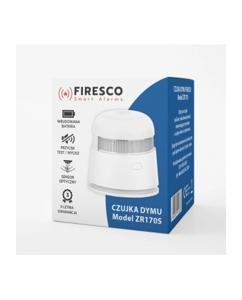 firesco Czujka dymu ZR170S, autonomiczna czujka dymu, wbudowana bateria, 3 letnia gwarancja nr 2